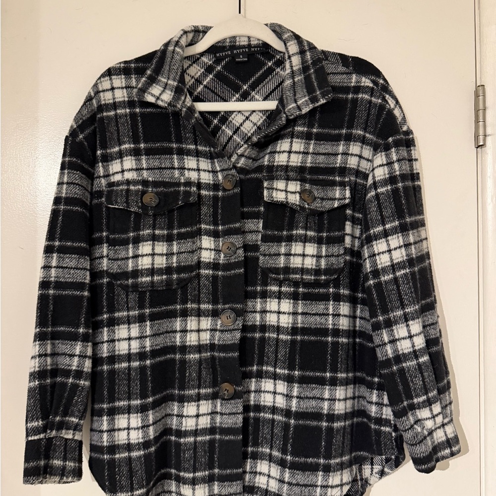 HYFVE Black and White Plaid Button Up